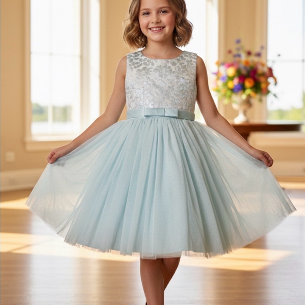 Bonnie Jean Light Blue Floral Dress - Picture 8 of 8